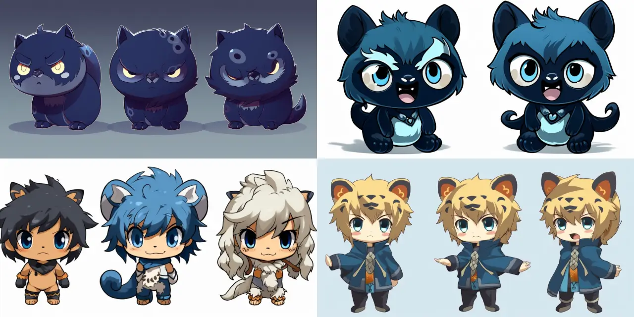 Create a chibi-form mascot character, {{mascot_name}}, for an Anime Character Design that can transform into a fierce, powerful beast, {{beast_name}}, to protect their friends in an anime adventure. The chibi-form should have distinctive features such as {{chibi_feature_1}} and {{chibi_feature_2}}, while the beast form should embody a sense of {{strong_theme_1}} and {{strong_theme_2}}. Design the mascot in a {{art_style_1}} style, with inspiration drawn from artists like {{artist_1}} and {{artist_2}}. The transformation should be visually stunning, combining elements from {{medium_1}} and {{medium_2}} to achieve a unique aesthetic. Additionally, the mascot should wear {{specific_accessory}} and incorporate futuristic elements such as {{futuristic_element_1}} and {{futuristic_element_2}} in their design.