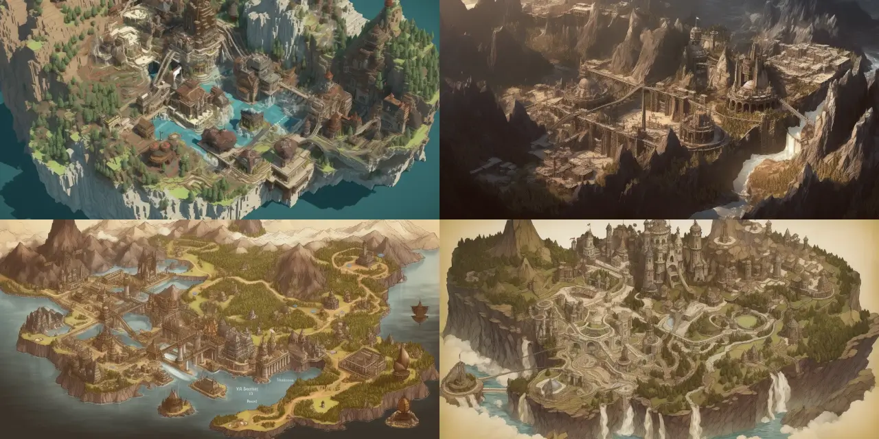 Create a fantasy map design showcasing a sprawling fortress city, {{fortress_name}}, surrounded by protective elements such as {{wall_material}} walls, {{moat_type}} moats, and mystic barriers like {{barrier_1}}, {{barrier_2}}, and {{barrier_3}}. The city is situated at the base of a towering mountain, {{mountain_name}}, with distinct geographical features like {{feature_1}} and {{feature_2}}. Incorporate various map landmarks, including {{landmark_1}}, {{landmark_2}}, and {{landmark_3}}, along with architectural styles inspired by {{style_1}} and {{style_2}} for the city's buildings. Emphasize strong themes like {{theme_1}}, {{theme_2}}, and {{theme_3}} throughout the map design, using a visual style reminiscent of artists such as {{artist_1}} and {{artist_2}}. Finally, utilize a preferred medium of choice, like {{medium_1}} or {{medium_2}}, to bring the fortress city and its surroundings to life.