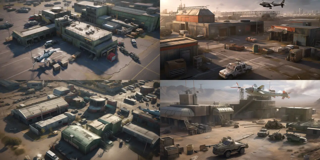 Create a detailed and realistic military base for a strategy-based game, featuring modern equipment, vehicles, and structures. Include a variety of areas with distinct functions, such as {{area_1}}, {{area_2}}, and {{area_3}}. Showcase diverse styles and techniques within the game assets, including {{style_1}}, {{style_2}}, and {{style_3}}. Incorporate unique artists such as {{artist_1}} and {{artist_2}} for visual inspiration. Utilize different mediums like {{medium_1}}, {{medium_2}}, and {{medium_3}} to make the 2D & 3D game assets feel immersive and authentic. Incorporate elements of {{theme_1}} and {{theme_2}} throughout the environment to evoke strong feelings and further engage players.