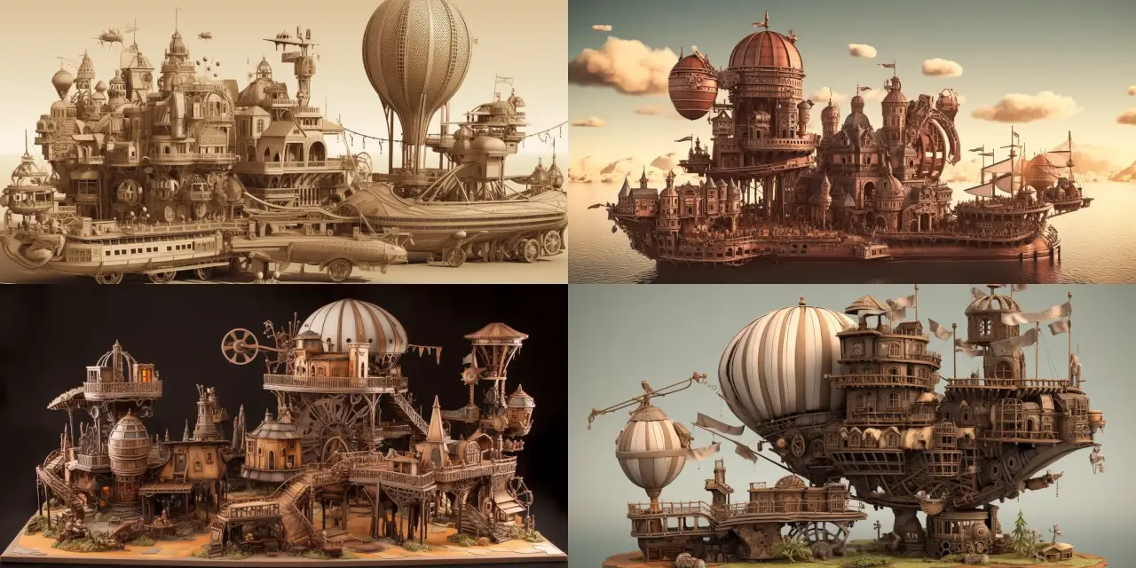 Design a {{theme}} Victorian landscape infused with {{style_1}} elements, featuring intricate {{object_1}}, steam-powered {{object_2}}, and soaring {{object_3}}. The scene must be suitable for {{medium}} and evoke a sense of {{emotion}}. In this prompt: