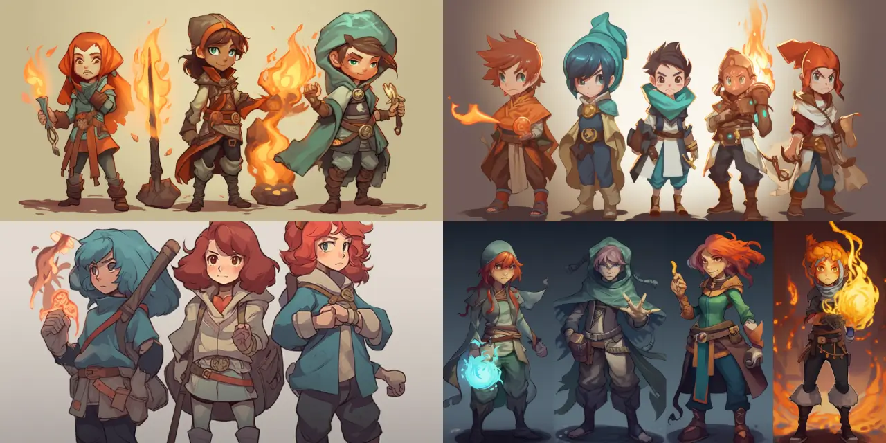 Create a team of {{number_of_siblings}} sibling adventurers for a Cartoon Character Design, each with distinct abilities and traits. Showcase their unique personalities and skill sets, such as {{sibling_1_ability}}, {{sibling_2_ability}}, and {{sibling_3_ability}}. Design their outfits and appearances in a {{art_style}} style, reflecting their roles such as a {{sibling_1_role}}, {{sibling_2_role}}, and {{sibling_3_role}}. Incorporate a background scene that captures their camaraderie and gives a sense of their shared {{theme_or_mission}}, possibly inspired by the works of {{artist_reference}}. Use the {{medium}} medium to bring the sibling adventurers to life, portraying their emotions and their connection to each other.