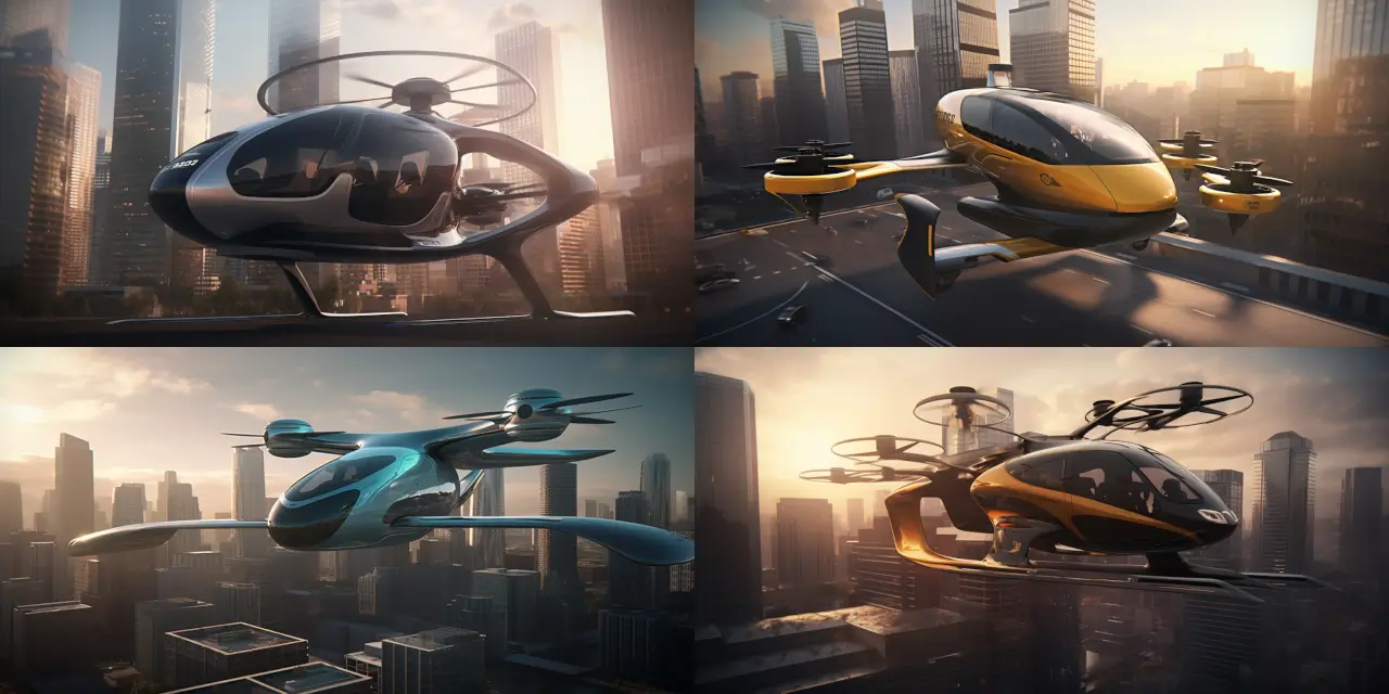 Illustrate a compact urban air-taxi with {{number_of_passengers}} passengers capacity, showcasing drone-like agility and noise reduction features for Futuristic Vehicle Design. Emphasize on the {{design_element_1}} and {{design_element_2}} in a {{art_style}} style, incorporating elements of {{inspiration_1}} and {{inspiration_2}}. Capture the air-taxi soaring gracefully above a {{city_style}} city skyline, emitting a sense of {{strong_feeling_or_theme}}. Consider using a {{medium}} to bring the illustration to life, taking cues from artists like {{artist_1}} and {{artist_2}}.