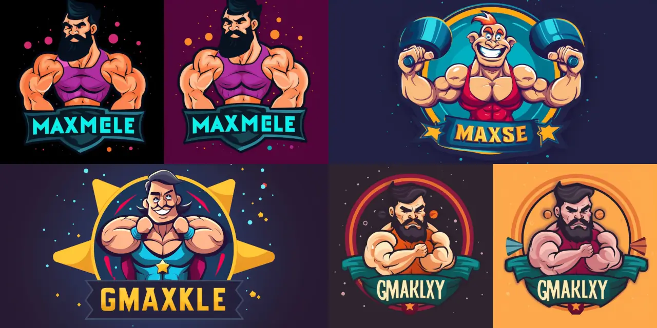 Design a lively and animated gym logo featuring a cute, muscular, and smiling character, {{character_name}}, lifting weights with enthusiasm. Incorporate the gym's name, {{gym_name}}, inside a bold and eye-catching badge. The logo should convey a sense of fun and energy while appealing to a wide range of fitness enthusiasts. Utilize a vibrant color palette and a cartoonish art style reminiscent of popular animated series or comic strips. Capture the spirit of health, strength, and positivity in the final design. Cartoon Logo Design.