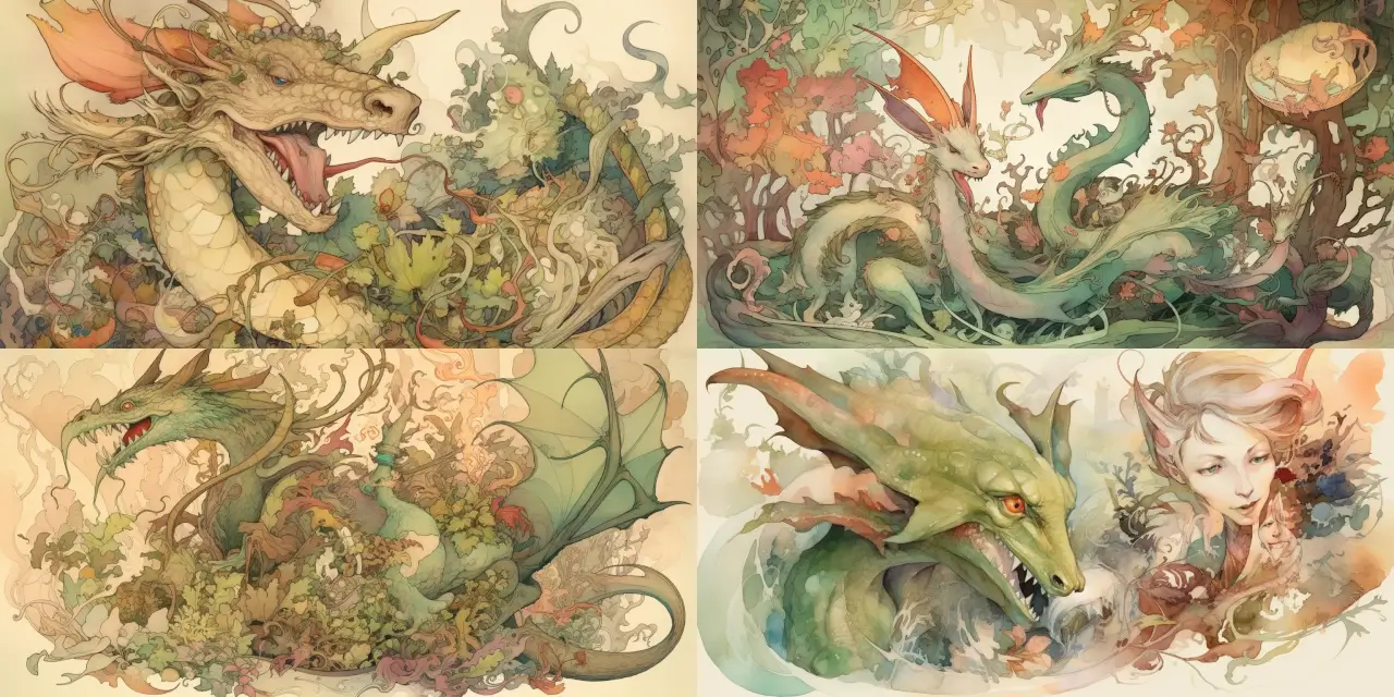 Create a caricature of a mischievous {{creature_1}} featuring an exaggerated {{feature_1}}, {{feature_2}}, and holding a {{object_1}} surrounded by {{setting_1}} creatures. Style inspiration: {{style_1}}, {{medium_1}}, influenced by the art of {{artist_1}} and {{artist_2}}. Emphasize the theme of {{theme_1}} and let the colors convey a sense of {{emotion_1}}.