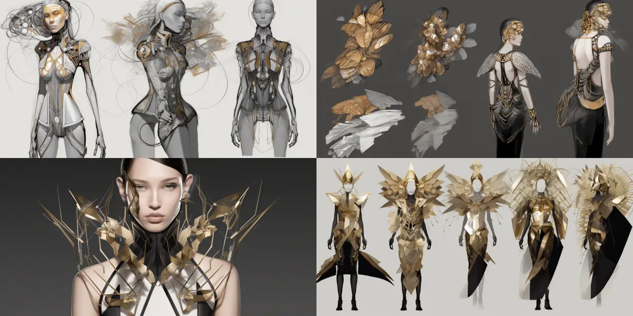 Develop a collection of {{number_of_accessories}} wearable tech accessories, merging technology and fashion. Technical Fashion Sketches include a blend of {{style_1}}, {{style_2}}, and {{style_3}}. Incorporate elements such as {{tech_element_1}}, {{tech_element_2}}, and {{tech_element_3}}. Create sketches inspired by the work of {{artist_1}} and {{artist_2}}, showcasing the accessories in a {{medium_1}} medium, featuring {{object_1}}, {{object_2}}, and {{object_3}} as dominant visual components. Evoke strong feelings of {{theme_1}} and {{theme_2}} as well as a sense of {{unique_style}} in the designs.