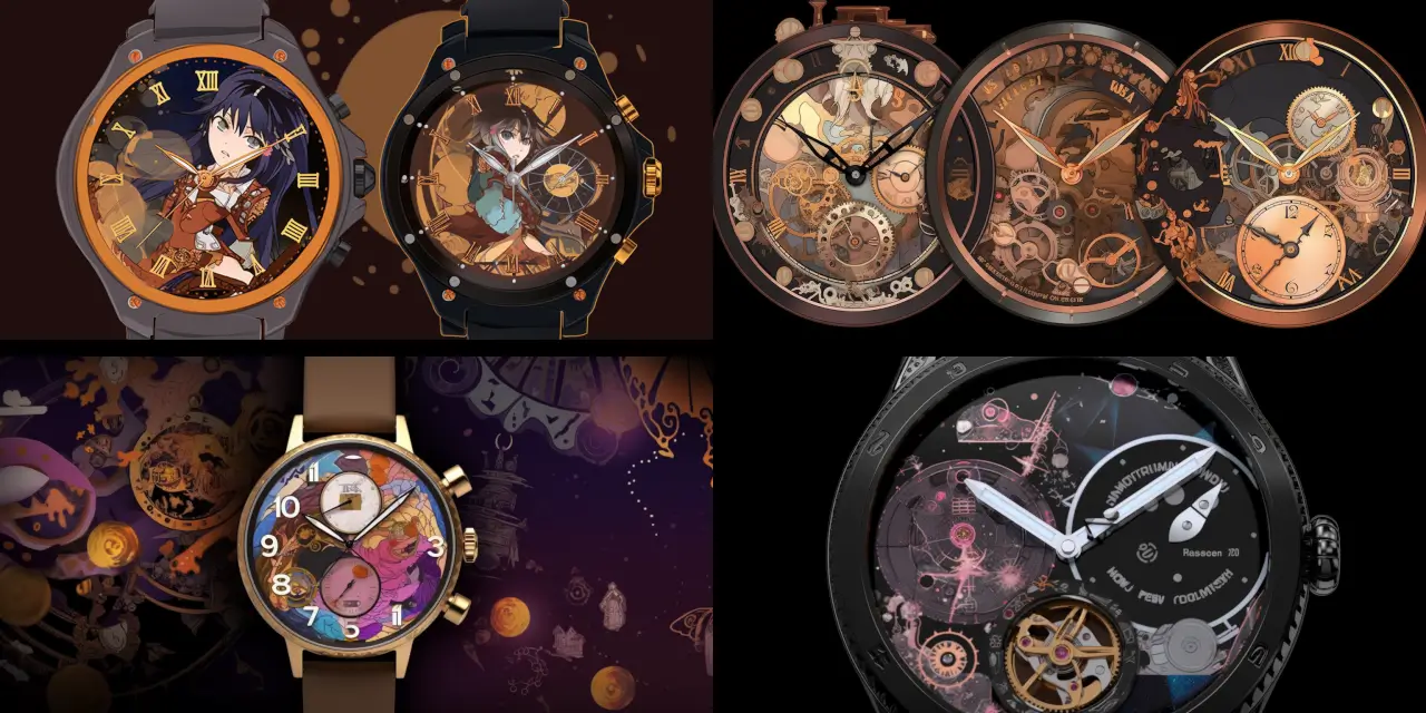 Design an eyecatching anime-themed watch face featuring a mix of iconic anime symbols and elements, such as {{celestial_body_1}}, {{fantastical_creature_1}}, and {{technology_element_1}}. The watch face should showcase a harmonious blend of {{style_1}}, {{style_2}}, and {{style_3}}, reminiscent of the works of renowned artists like {{artist_1}} and {{artist_2}}. The design medium can vary from a {{medium_1}} to {{medium_2}}. Emphasize strong feelings or themes such as {{theme_1}} and {{theme_2}} while incorporating specific details like {{detail_1}} and {{detail_2}}. Anime-Themed Merchandise Design.