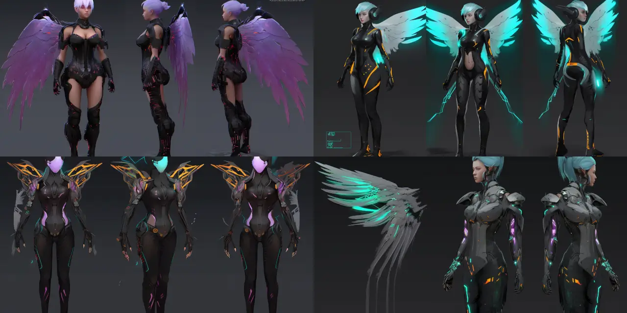 Create a cyberpunk-inspired {{character}}, featuring an android with neon-colored accents and technological enhancements to their body. Design this character in an anime style, incorporating the following elements: 