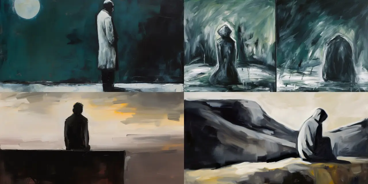 Evoke the emotion of loneliness through an {{art_medium}} featuring {{subject_1}}, using a monochromatic color palette with contrasting dark and light tones, and a minimal, stark composition. Emphasize abstract art elements within the {{style_1}} style, incorporating the influences of artists such as {{artist_1}} and {{artist_2}}. The scene should incorporate {{number_of_elements}} key elements, which may include {{element_1}}, {{element_2}}, and {{element_3}} to convey a sense of loneliness, isolation, and introspection.