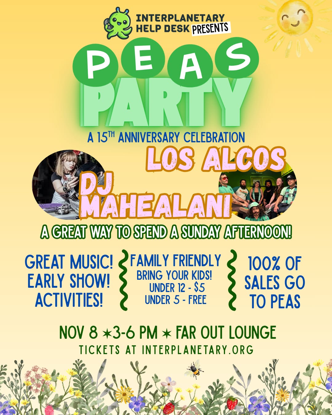 PEAS 15th Anniversary Family Party w/ Los Alcos and DJ Mahealani