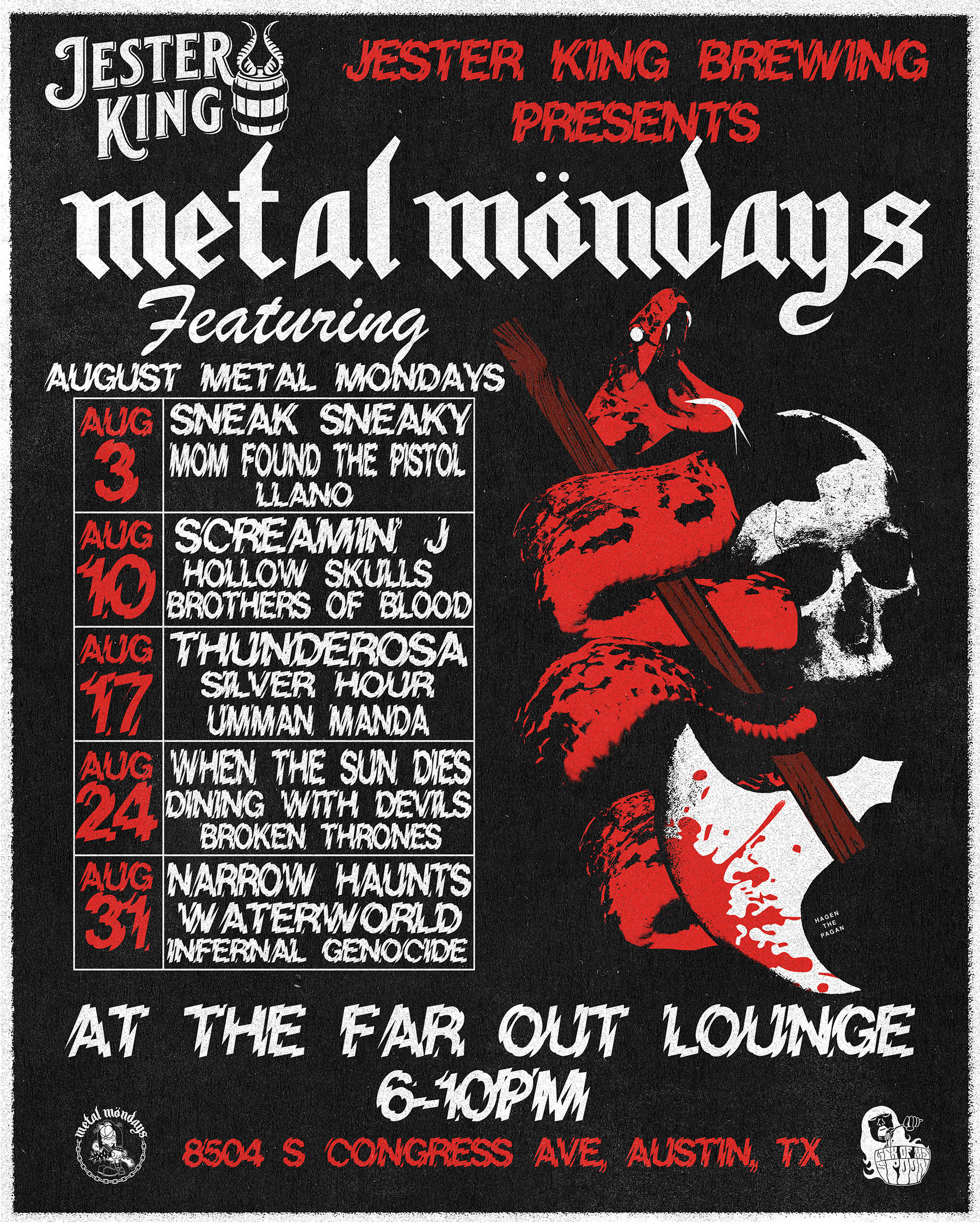Metal Mondays w/ Thunderosa, Silver Hour, Umman Manda