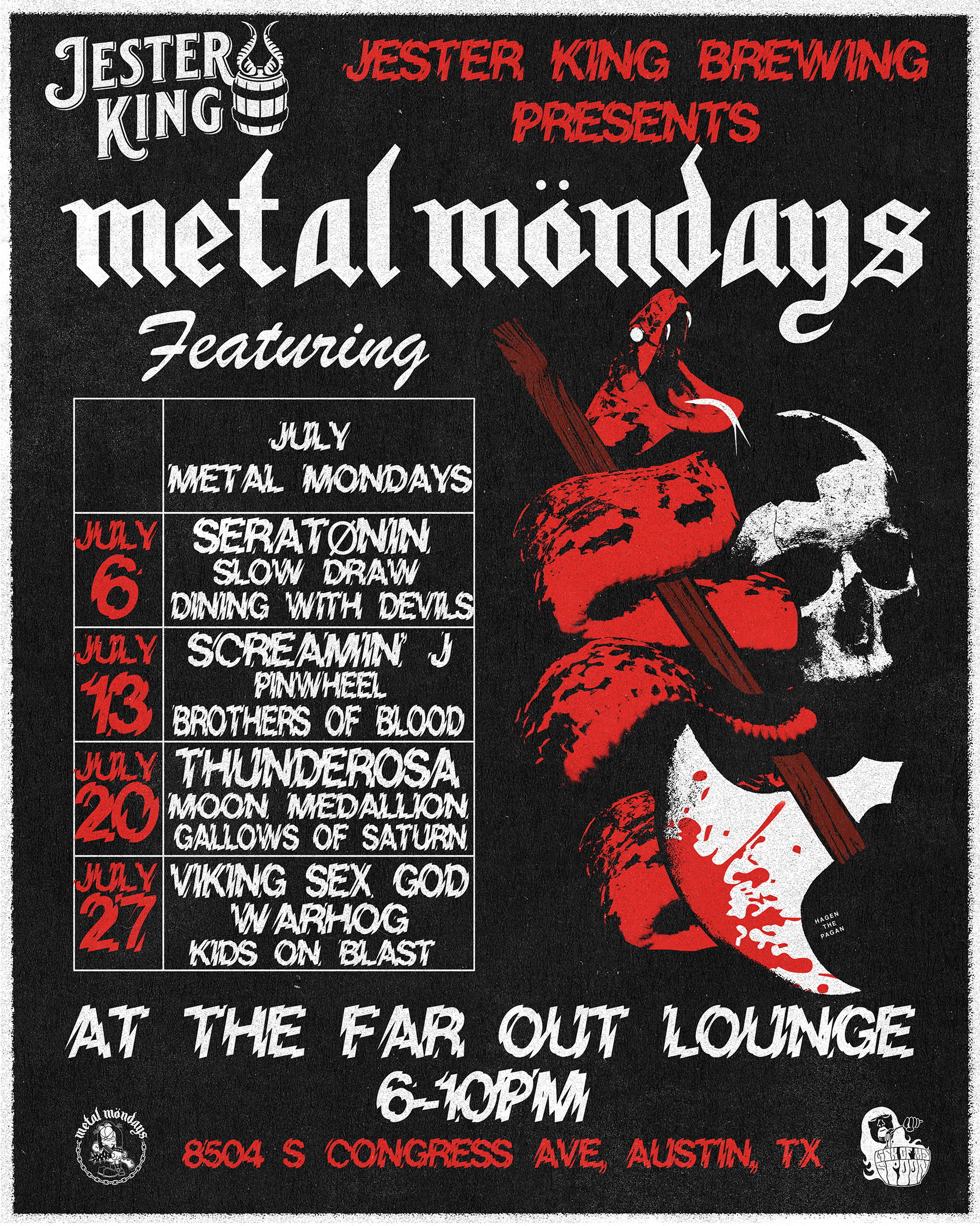 Metal Mondays w/ Viking Sex God, Warhog, Kids on Blast