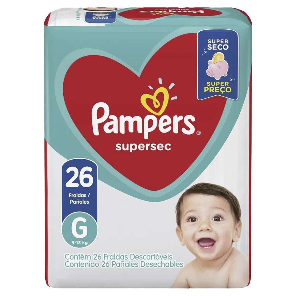 Fralda Pampers Supersec (P-34 / M-30 / G-26 / XG-22 / XXG-20)
