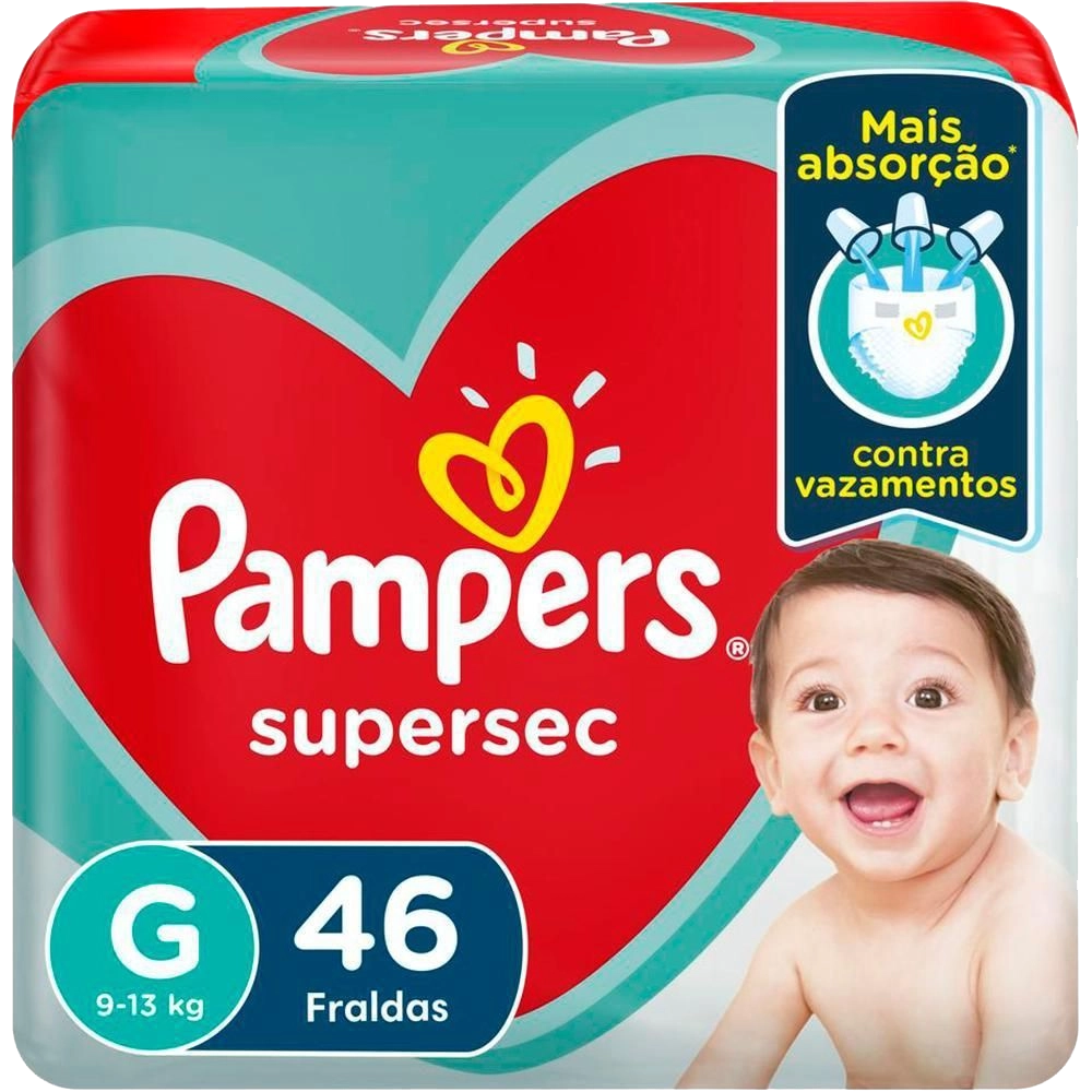 Fralda Pampers Supersec Hiper (M-52 G-46 XG-40 XXG-34)