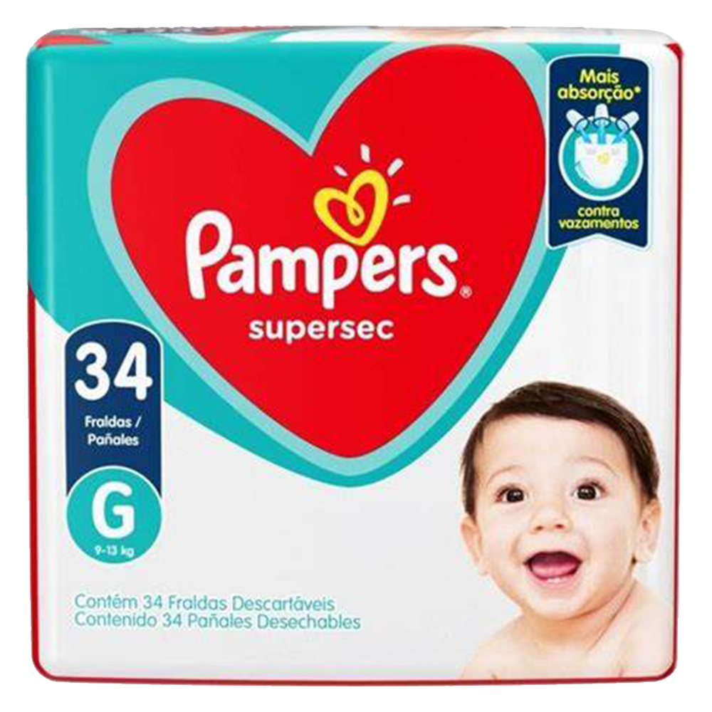 Fralda Pampers Supersec Mega (P42 M40 G34 XG32 XXG30)