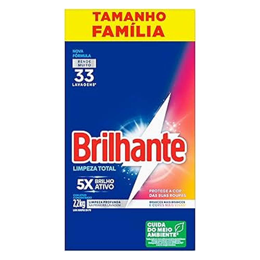 Lava Roupas em Pó Brilhante Limpeza Total