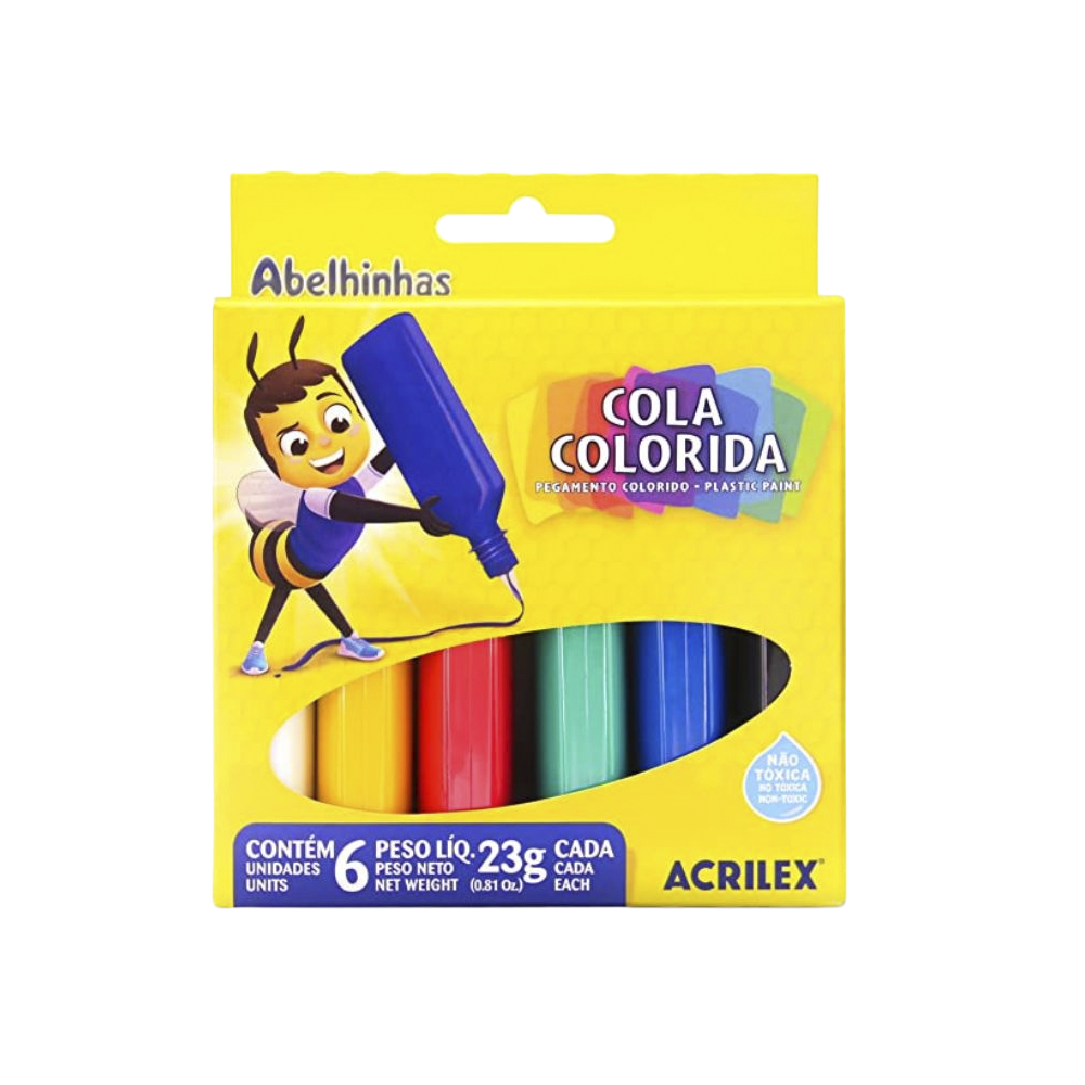 Cola Colorida Acrilex C/6 Cores