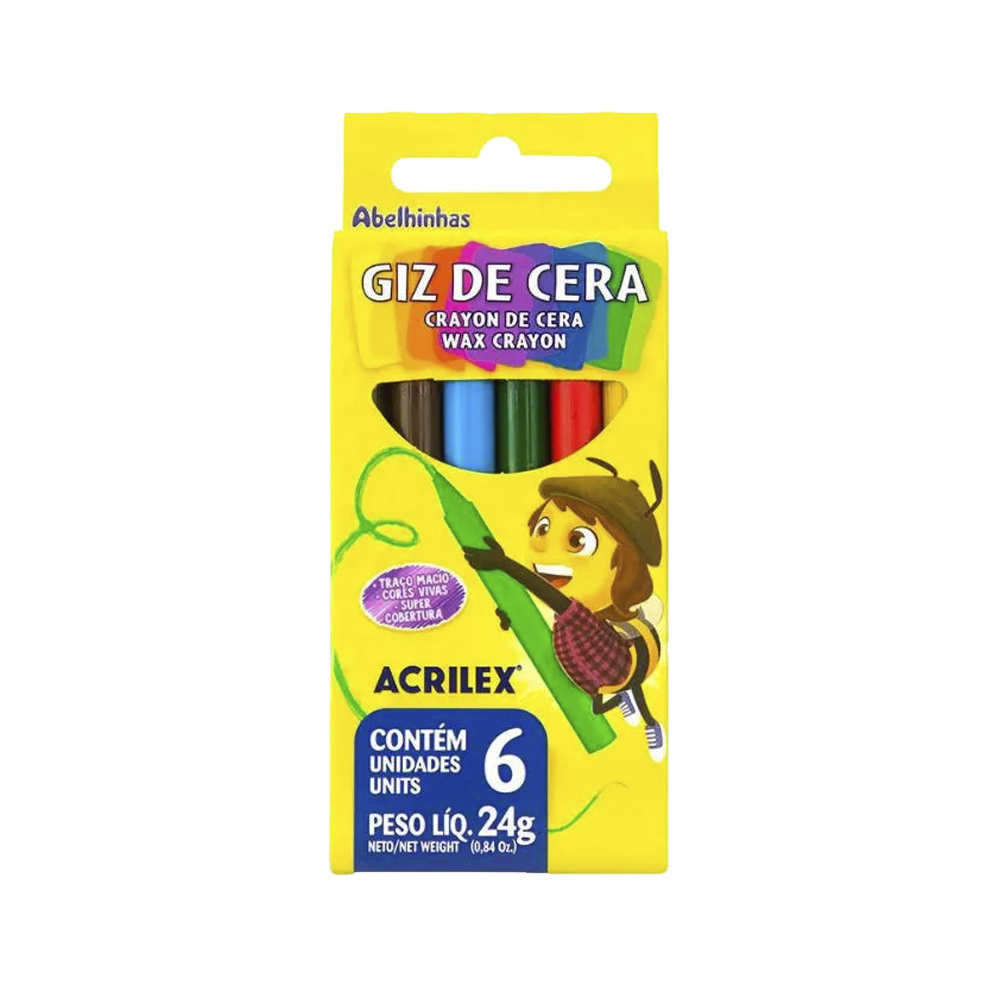 Giz de Cera Acrilex C/6 Cores