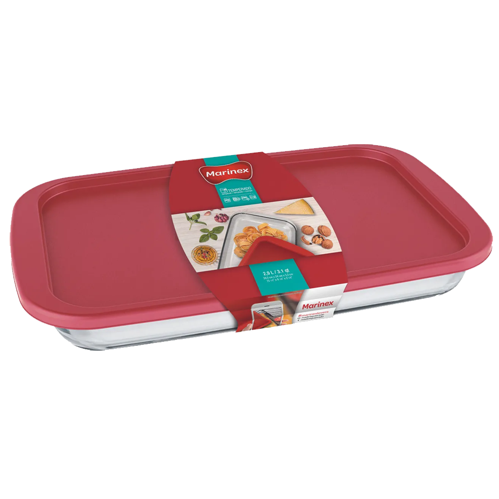 Assadeira Marinex Retangular Grande C/Tampa
