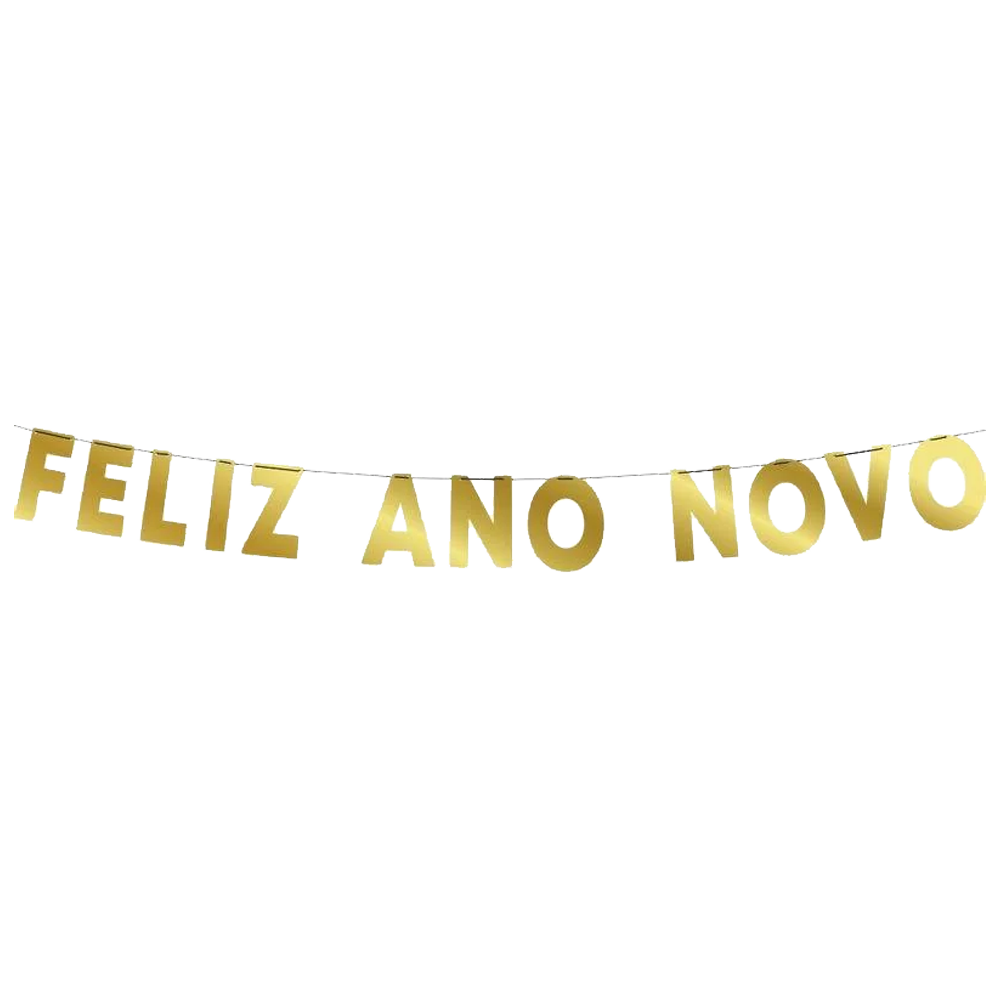 Faixa Feliz Ano Novo Dourada