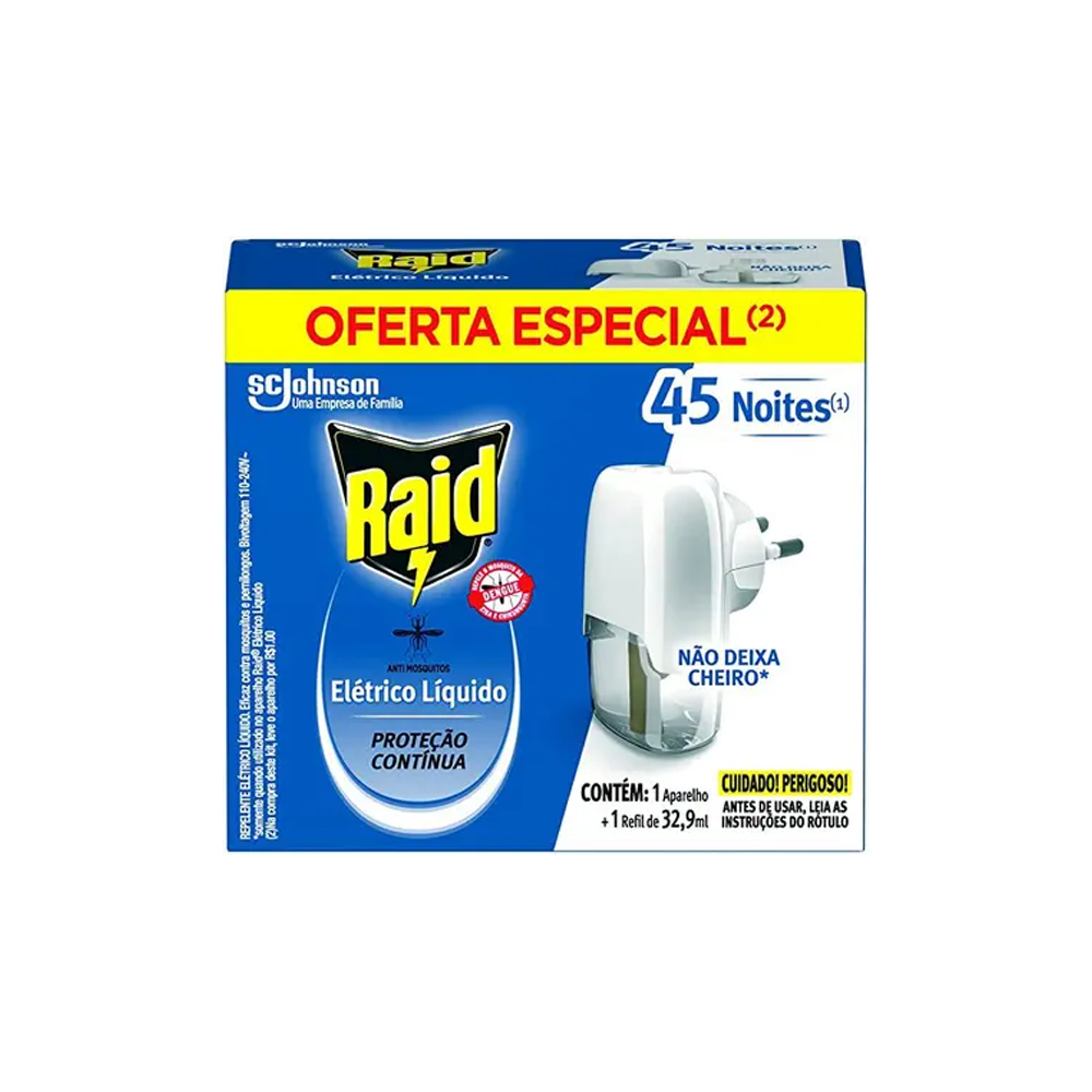  Raid Elétrico 45 Noites Aparelho+Refil 32,9ML 