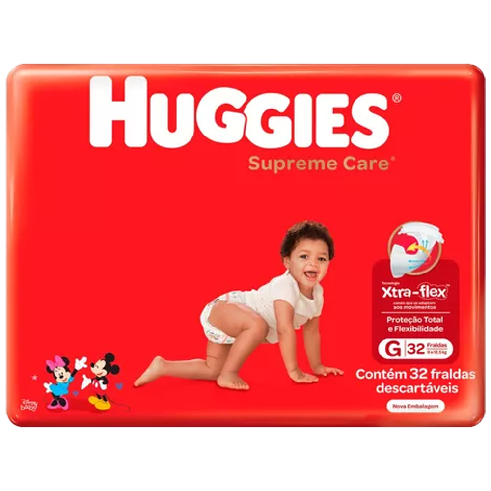 Fralda Huggies Supreme Mega (P-48 M-40 G-32 XG-26 XXG-26)