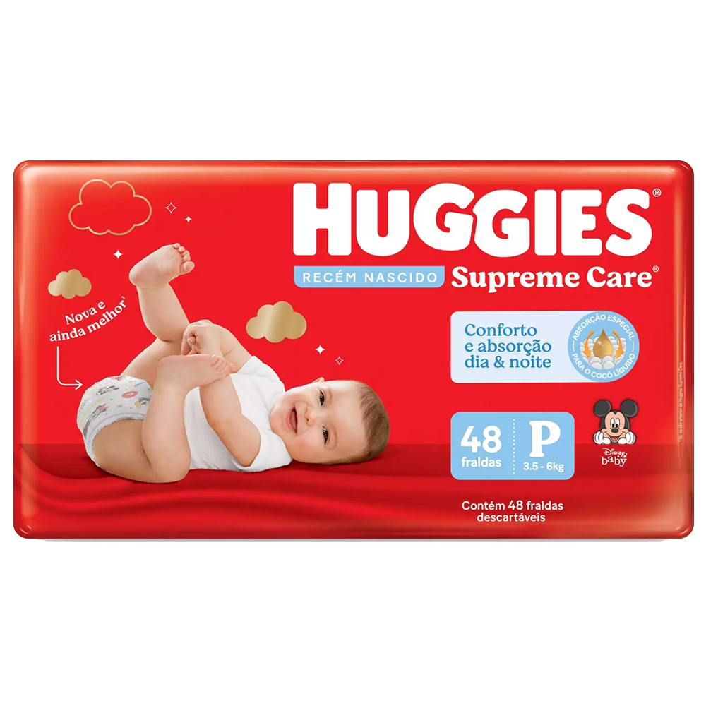 Fralda Huggies Supreme Mega (P-48 M-40 G-32 XG-26 XXG-26)