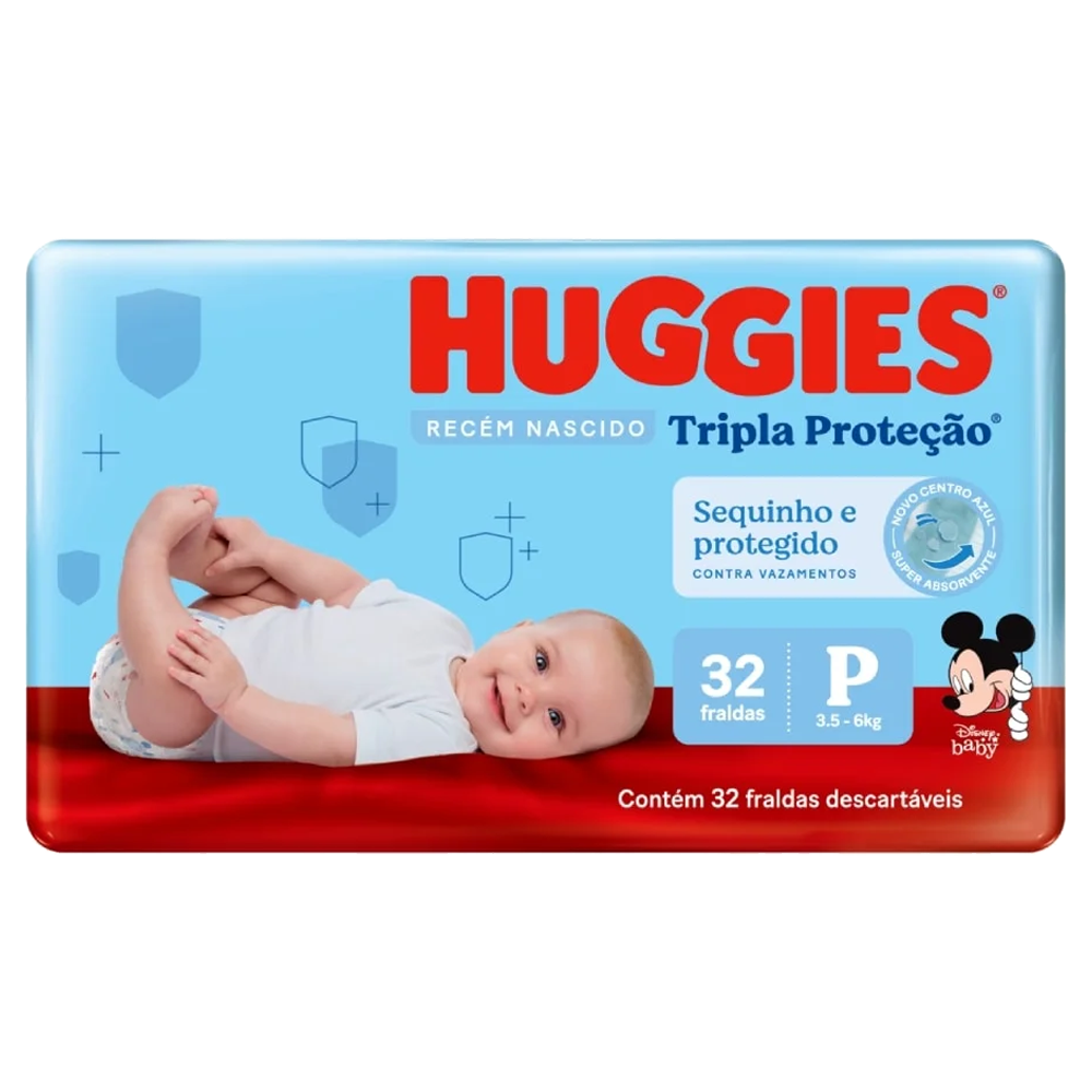 Fralda Huggies Tripla Proteção (P-32 M-28 G-24 XG/XXG-22)