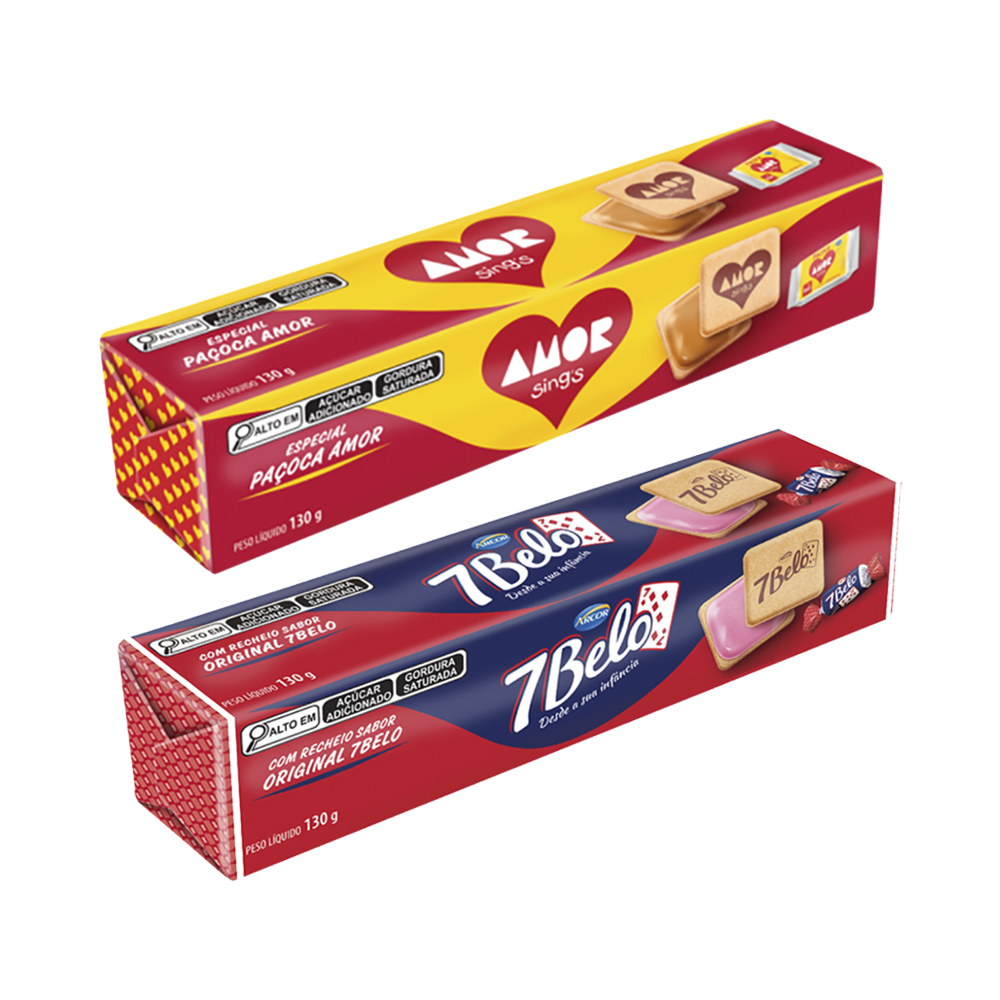 Biscoito Arcor Recheado 7 Belo/Amor Sings