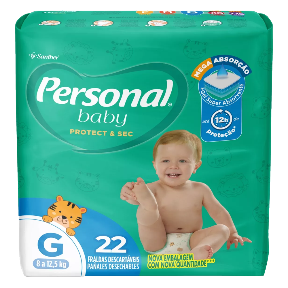 Fralda Descartável Personal Baby (P-28 M-26 G-22 XG-18 XXG-16)