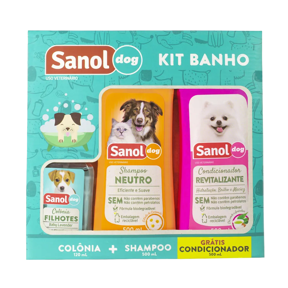 Shampoo + Condicionador + Colônia Sanol Dog