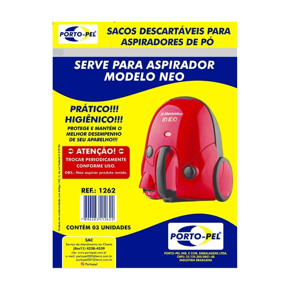 Saco P/Aspirador Eletrolux Neo C/3