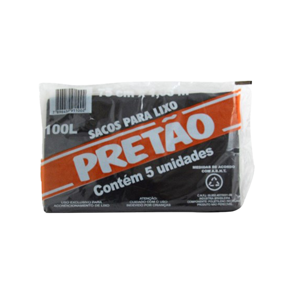 Saco Para Lixo Pretão (15L-20/ 30L-10/ 50L-10/ 100L-5)
