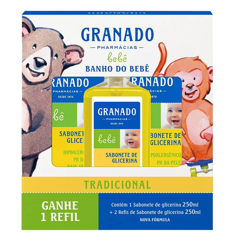 Kit Granado Banho do Bebê Sabonete Líquido + 2 Refis