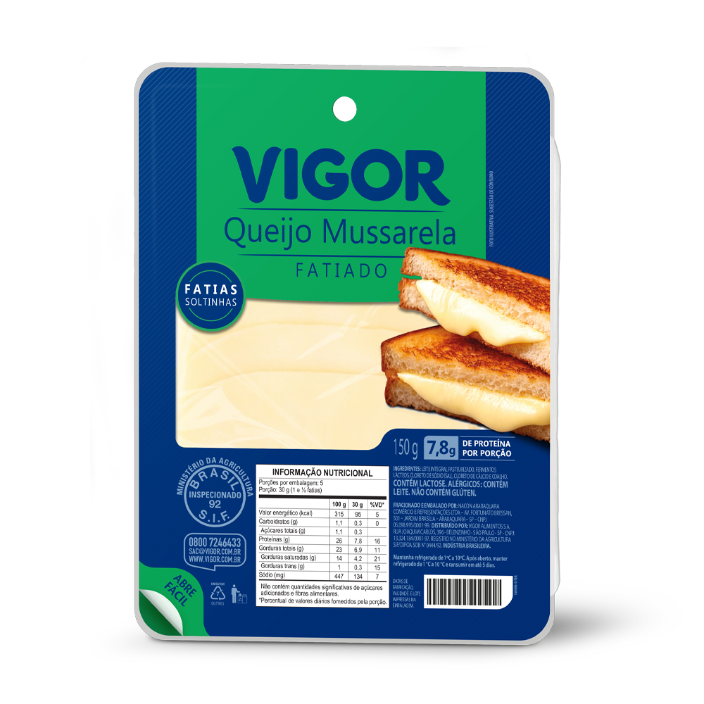 Queijo Mussarela Fatiado Vigor 