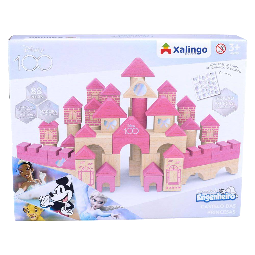 Brincando de Engenheiro 88 Peças Castelo Disney Xalingo