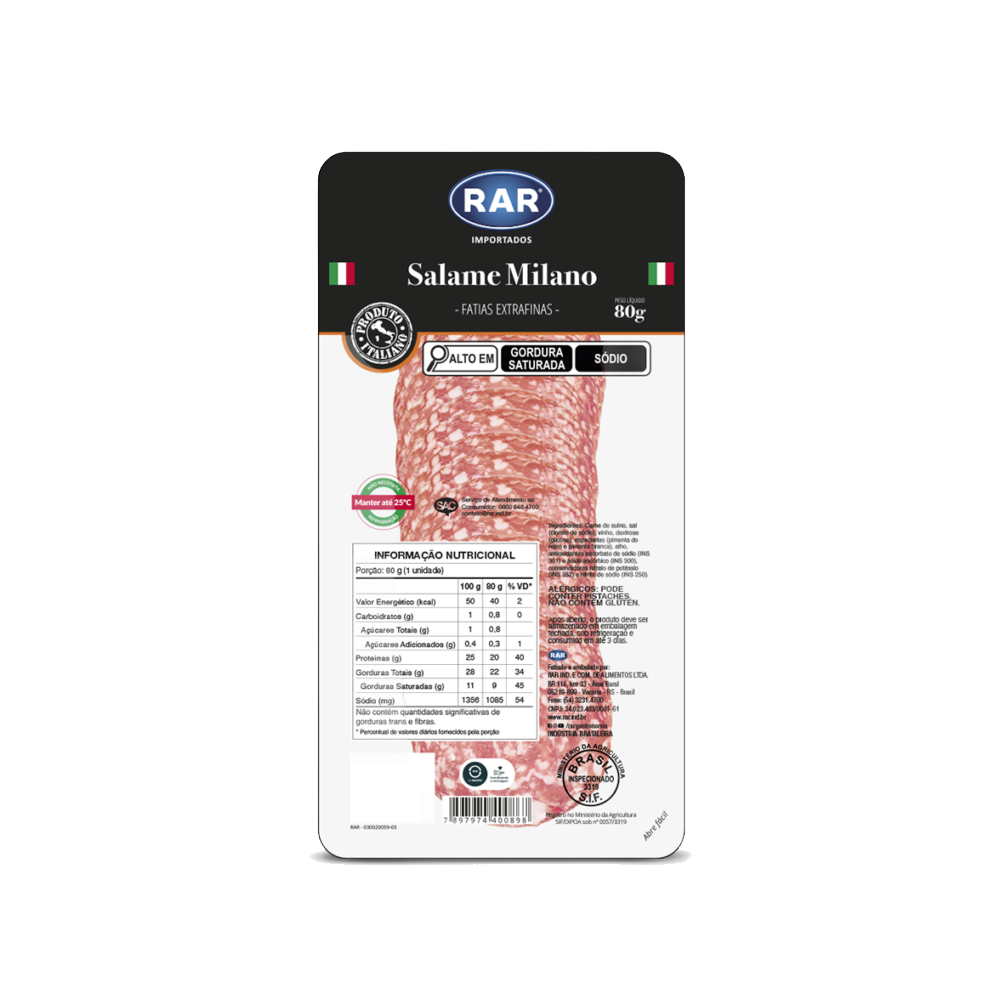 Salame Rar Milano Fatiado