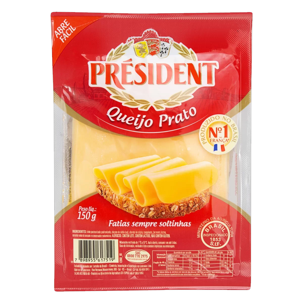 Queijo Prato President Fatiado