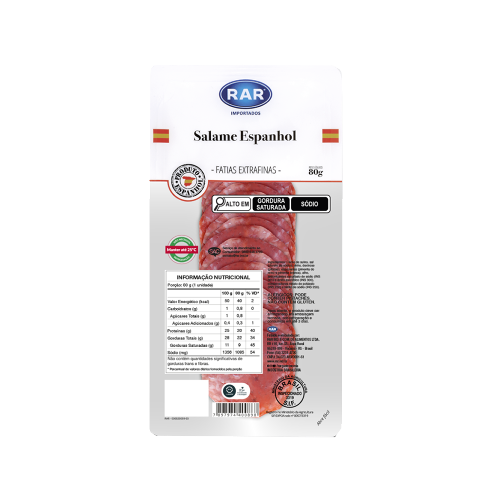 Salame Espanhol Rar Fatiado