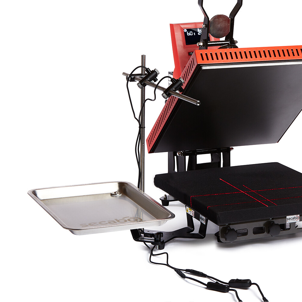 Secabo modular double cross laser with accessory holder for quick coupler and storage module bild 1