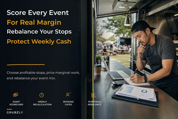 Event portfolio strategy for profitable food-truck stops
