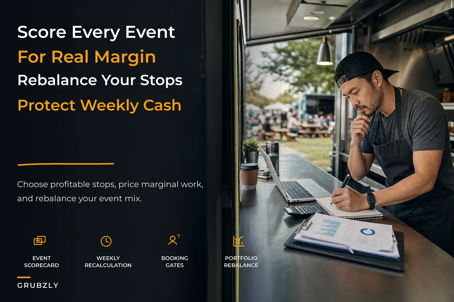 Event portfolio strategy for profitable food-truck stops
