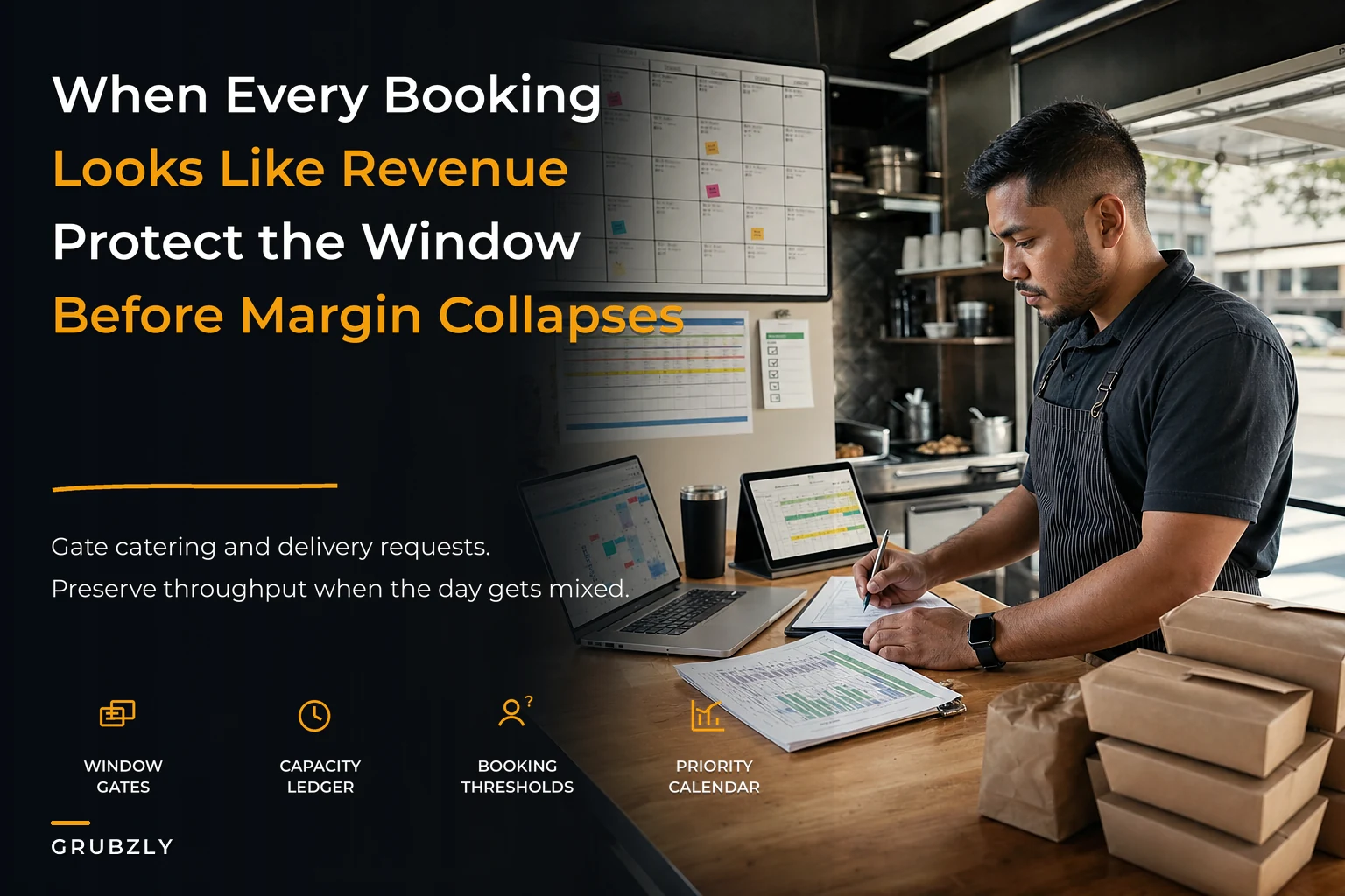 Governance for Hybrid Food-Truck Operations With Catering and Delivery Rules