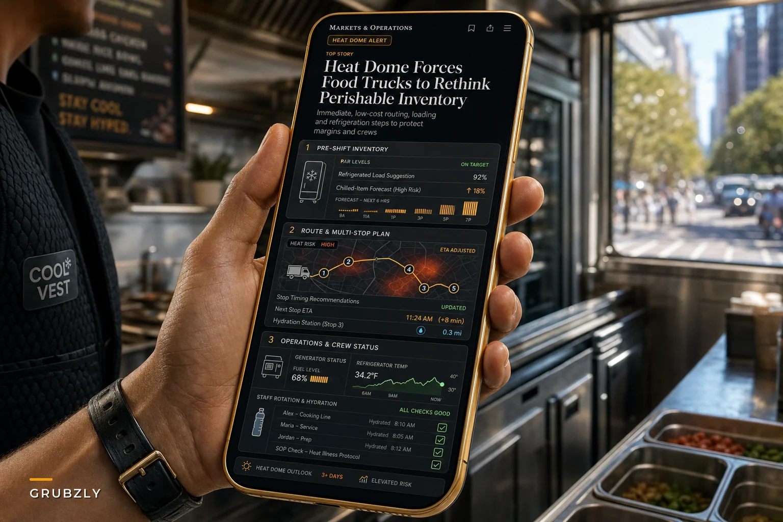 Protect Profits and Staff During a Heat Dome: Perishable‑Inventory, Routing and Heat‑Safety Checklist for Food Trucks
