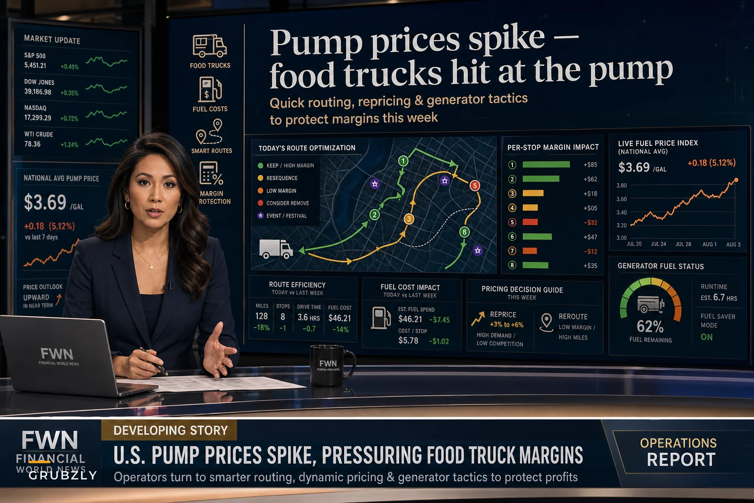 When pump prices spike: routing, pricing and generator tactics food trucks can use to protect margins