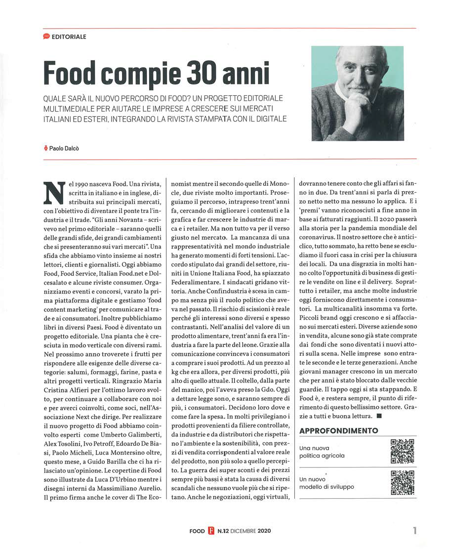 FOOD compie 30 anni