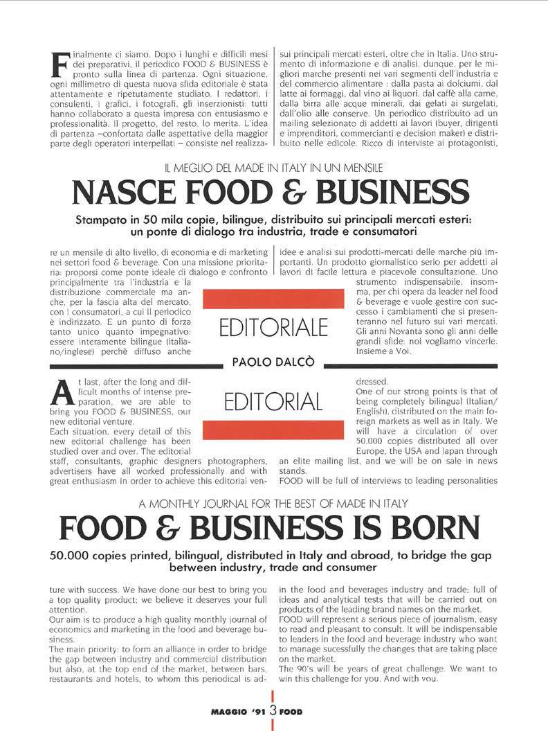 Nasce FOOD & BUSINESS