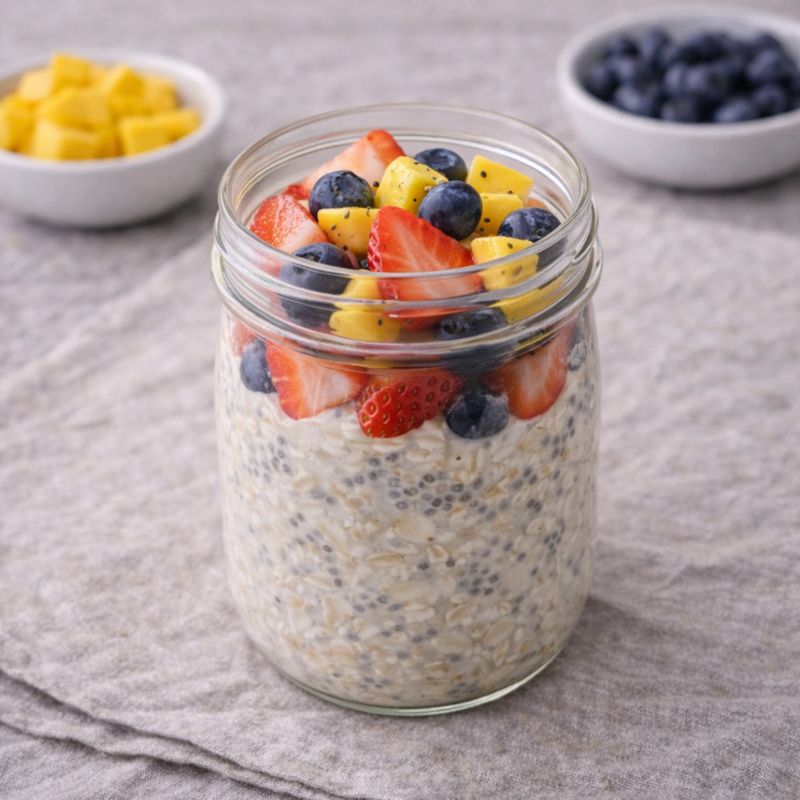 Overnight grød med chia og frugt