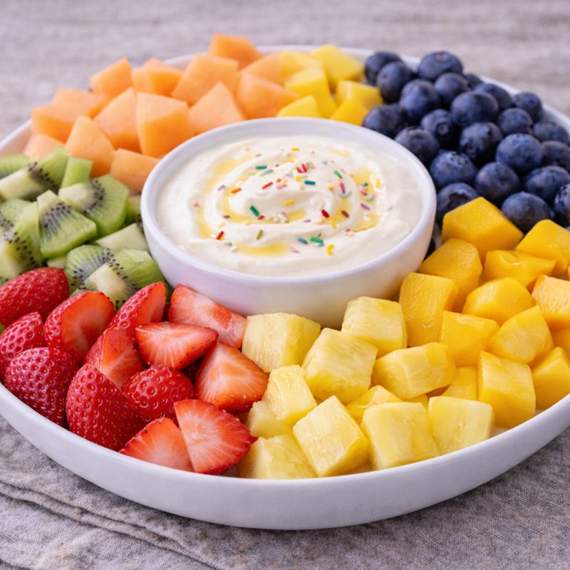 Frugtanretning med yoghurt-dip