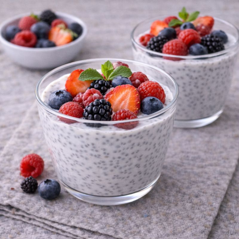 Chiapudding med bær