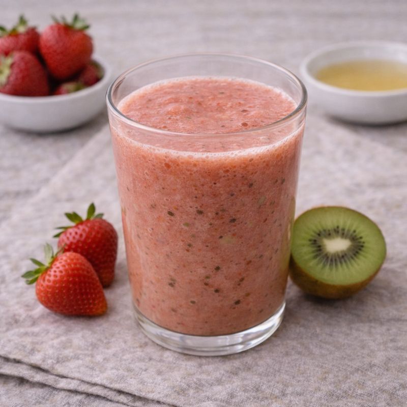 Jordbær-kiwi smoothie med æblejuice
